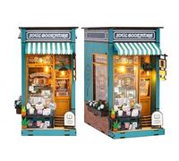 Cuteefun DIY Book Nook Kit, DIY Miniature Dolls House, Wooden Book Nook Dollhouse Kit for Adults to Build, Make Your Own Craft House Model for Birthday (Soul Bookstore)