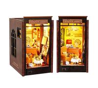 Cuteefun DIY Book Nook Kit, Wooden Bookend Shelf Insert, DIY Miniature Dolls House Kit for Adults to Build, Make Your Own Craft House Model, Gift for Birthday Christmas Souvenir(Detective Agency)