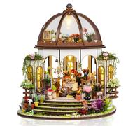 Cuteefun DIY Dolls House Kit, 1:24 Miniature Greenhouse Craft, LED Light