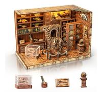 Cuteefun DIY Miniature Dollhouse Kit Age 14+, Wooden Dollhouse Kit with LED Light, Mortise and Tenon Construction for Easy Building, Birthday Halloween (Dinosaur Research Institute)