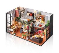 Cuteefun DIY Miniature Dollhouse Kit, with Dust Cover & LED, 1:24 Scale