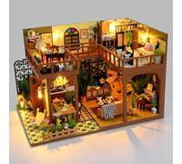 Cuteefun DIY Miniature Dollhouse Kit with Dust Cover & LED, Vintage Glow