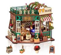 Cuteefun DIY Miniature Dollhouse Kit with LED Light, Creative Handicraft & Decoration for Adults Teen, Christmas Birthday Gift (Beer Bar)