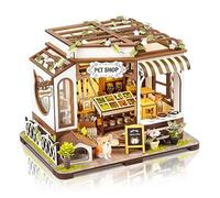 Cuteefun DIY Miniature Dollhouse Kit with LED Light, Creative Handicraft & Decoration for Adults Teen, Christmas Birthday Gift (Pet Shop)