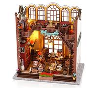 Cuteefun DIY Miniature Dollhouse Kit, Wooden Dollhouse Kit with LED Light, Handmade Crafts for Adults Teen to Build, Make Your Own Dream House Model(Magic Book Room)