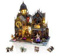 Cuteefun DIY Miniature Dollhouse Kit, Wooden Dollhouse with LED, Unique Handmade Crafts for Adults Teen to Build, Make Your Dream House Model (Magic Castle)