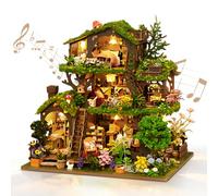Cuteefun DIY Miniature House Kit, Treehouse Dollhouse with Music Box & LED