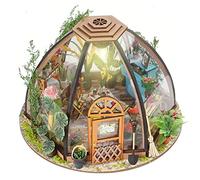 Cuteefun DIY Miniature House Kits, Dollhouse Greenhouse with LED Light
