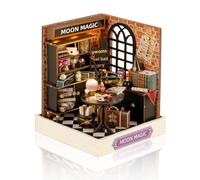 Cuteefun DIY Miniature House Kits, Mini Dollhouse with LED, Wooden Crafts for Adults Teen to Building, Birthday (Moon Magic)