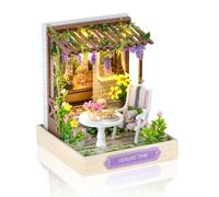 Cuteefun DIY Miniature House Kits, Mini Dollhouse with LED, Wooden Crafts for Adults Teen to Building, Birthday (Leisure Time)