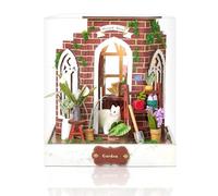 Cuteefun DIY Miniature House Kits with LED, DIY Wooden Doll House Kit with Dust Cover, Handmade Crafts for Adults, Creative Room, Unique Gift for Birthday Christmas (Romantic Garden)