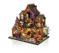 Cuteefun DIY Miniature House Kits, Wooden Dollhouse with LED, Tiny House Kit for Adults to Building, Unique Gift for Birthday Christmas' Day(Magic Forest)