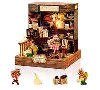 Cuteefun DIY Miniature House Kits, Wooden Tiny Dollhouse with LED Light, Handmade Crafts for Adults Teen to Building, Make Your Own Birthday Christmas (Mildly Spiced Coffee)