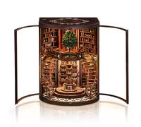 Cuteefun DIY Miniature Library Dollhouse Kit, Wisdom Rings Book Nook with Warm LED Lights, Book Lover's Creative Craft & Home Decor, Unique Gift for Birthday Christmas Valentine's Day