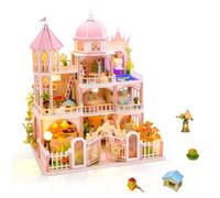 Cuteefun DIY Wooden Dollhouse Kit, with LED Light, 1:24 Scale