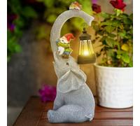 Cuteefun Elephant Solar Garden Ornament Outdoor, Animal Garden Statue Decoration with Solar Light, Weatherproof Durable, Elephant Decor for Yard Lawn, Housewarming Women Mum Birthday Gift