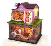 Cuteefun Miniature DIY Dolls House Kit, with Dust Cover & LED, 1:24 Scale