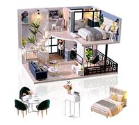 Cuteefun Miniature DIY Dolls House Kit, with Music Box & LED Light, 1:24