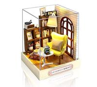 Cuteefun Miniature DIY Dolls House Kit, Wooden Doll house Kit with Furniture and Dust Cover, Handmade Crafts for Adults, Gift for Birthday, Christmas Day (Leisurely Moment)