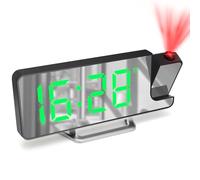 Cuteefun Projection Alarm Clock, Electric Alarm Clocks Bedside Mains Powered, 180° Rotatable Projector, 9" LED Display, Snooze, 3-Level Brightness, 12/24H Display, Green Digital