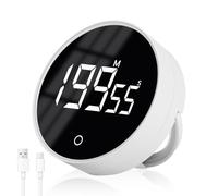 Cuteefun Rechargeable Kitchen Timer, 199 Minutes Cooking timer with Strong Magnetic, Large LED Display, 3 Volume Seting, Easy Operation, Desk Productivity Timer for Studying, Teaching, Baking, White