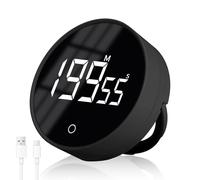 Cuteefun Rechargeable Kitchen Timer, 199 Minutes Cooking timer with Strong Magnetic, Large LED Display, 3 Volume Seting, Easy Operation, Desk Productivity Timer for Studying, Teaching, Baking, Black