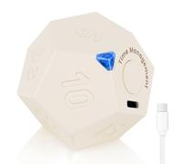 Cuteefun Rotating Desk Timer, Timer with Vibration, Time Management 12 Sides Adjustable Sound Alarm for Kitchen Meeting White