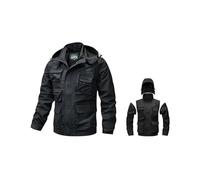 CUTeFiorino Fishing Jacket Men's Easy Removable Hood and Long Sleeve 2-in-1 Fishing Vest Summer Multi Pockets Tactical Jacket Baggy Men's Breathable Bomber Jacket Flight Jacket M-6XL, black, M