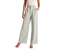 CUTeFiorino Suit Trousers Women's Elegant Plain Casual Trousers High Waist Long Trousers with Pockets Wide Leg Trousers Lightweight Straight Work Trousers Casual Comfortable Business Work Trousers