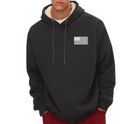 CUTeFiorino Training stuff sweatshirt men's winter plus velvet thickened warm cold proof heavy sweatshirt men's pullover with, black, XL