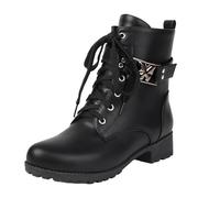 CuteFlats Ankle Boots Slip On | 3cm Low Block Heel, Lace-Up Design, Mesh Lining for Casual Comfort