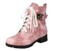 CuteFlats Ankle Boots Slip On | 3cm Low Block Heel, Lace-Up Design, Mesh Lining for Casual Comfort