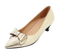 CuteFlats Court Shoes with Kitten Heel and Pointed Toe Casual Shoes for Fashion Women Gold