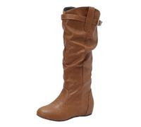 CuteFlats Knee High Boots | Women's Inner Lifted Boots 4cm Heel Buckle Detail for Daily Wear