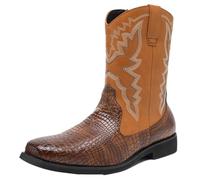 CuteFlats Men's Embroidered Western Cowboy Boots for Urban Street Style