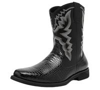CuteFlats Men's Embroidered Western Cowboy Boots for Urban Street Style