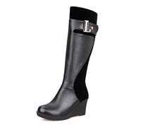 CuteFlats Women Casual Knee High Wedge Heel Boots