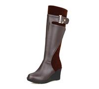 CuteFlats Women Casual Knee High Wedge Heel Boots