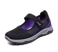 CuteFlats Women Casual Mary Jane Sneakers Lightweight Walking Shoes Non-Slip Casual Flats for Walking & Shopping Black Purple