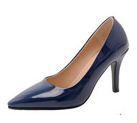 CuteFlats Women Sexy and Comfortable Slip-on Court Shoes/Business Shoes with Stiletto Heels and Pointed Toe Dark Blue