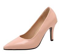 CuteFlats Women Sexy and Comfortable Slip-on Court Shoes/Business Shoes with Stiletto Heels and Pointed Toe Pink