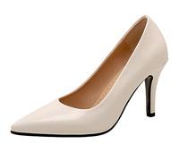 CuteFlats Women Sexy and Comfortable Slip-on Court Shoes/Business Shoes with Stiletto Heels and Pointed Toe White
