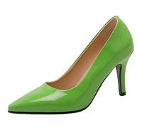 CuteFlats Women Sexy and Comfortable Slip-on Court Shoes/Business Shoes with Stiletto Heels and Pointed Toe Green