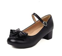 CuteFlats Women Sweet Low Heel Mary Janes with Bowknot