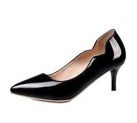 CuteFlats Women Thin Heel Court Shoes with Pointed Toe Black