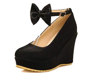 CuteFlats Women Wedge Heel Court Shoes with Bows