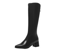 CuteFlats Women's Block Heel Boots | Pointed Toe Knee High Boots with 5cm Heel for Daily Wear