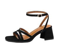 CuteFlats Women's Block Heel Open Toe Sandals | Office & Casual Wear | Leopard & Black