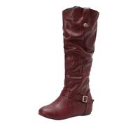 CuteFlats Women's Knee High Boots | Stacked Slouch Style Boots with 4cm Inner Lift for Daily