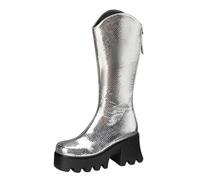 CuteFlats Women's Platform Boots | Round Toe Knee High Boots with 8.5cm Heel & Back Zipper